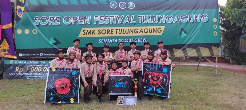 Hebat, Pramuka MTs PSM Tanen Juara Terfavorit 1 ORPSTIGA Open Sore Festival Se-Jawa Timur 2023